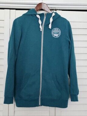 Roxy Surf Co Teal Blue Sweatshirt Size M Full Zip Front Hooded Casual Unisex
